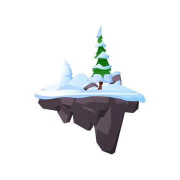Game element, level platform with winter, vector illustration on white. Stock Illustration