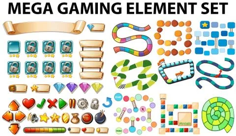 Game elements and template Stock Illustration
