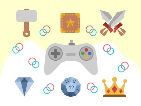 Game Elements Concept Illustration Style Illustrazione stock
