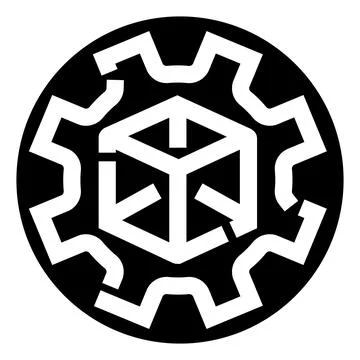 Game engine software development cog and cube logo Ilustración de archivo