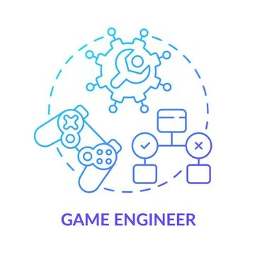 Game engineer blue gradient concept icon Illustration