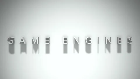 Game engines 3D title animation white text on a white background Stock Footage 299374079