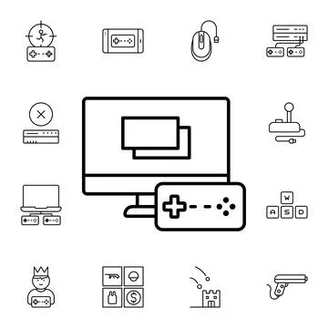 Game, files, computer, game controller flat vector icon in esport pack イラスト素材