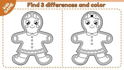 Game Find 3 differences in Christmas gingerbread Stock Illustration