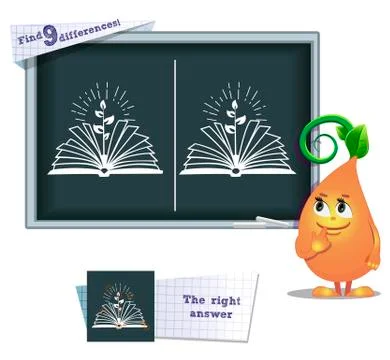 Game find 9 differences book Stock Illustration