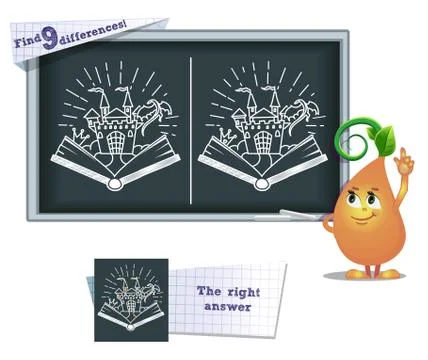 Game find 9 differences castle Stock Illustration