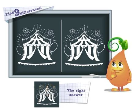 Game find 9 differences circus Stock Illustration