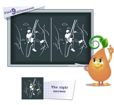 Game find 9 differences climber Stock Illustration