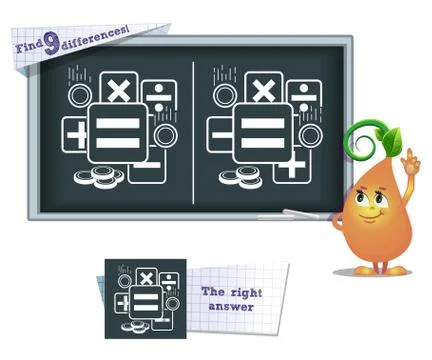 Game find 9 differences count Stock Illustration