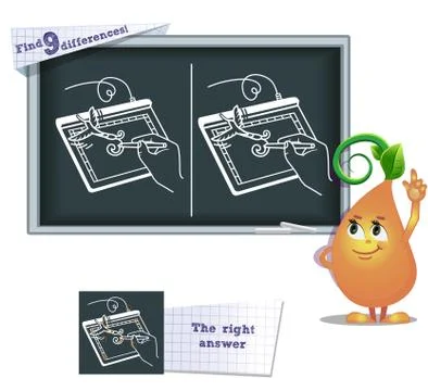 Game find 9 differences draw Stock Illustration