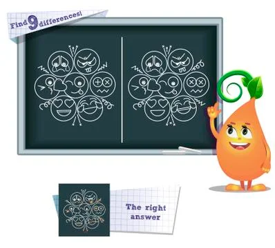 Game find 9 differences emotions Stock Illustration