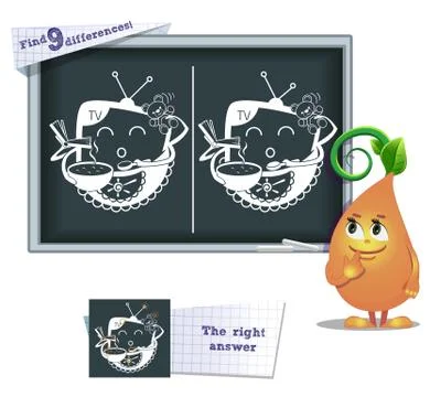Game find 9 differences gift tv Illustrazione stock