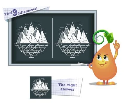 Game find 9 differences iceberg Stock Illustration