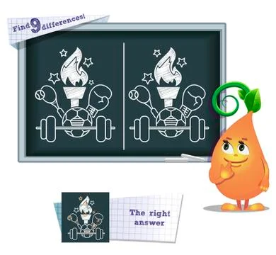 Game find 9 differences lanterns sports olympics Stock Illustration