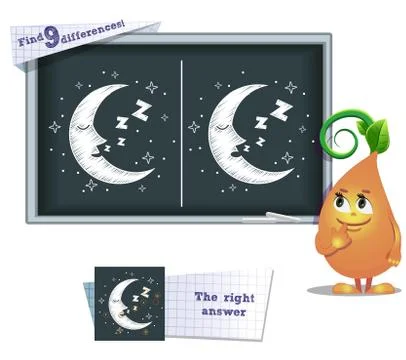 Game find 9 differences moon Stock Illustration