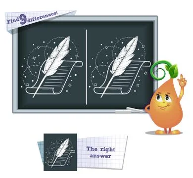 Game find 9 differences poet Stock Illustration