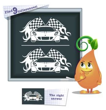 Game find 9 differences racing Illustrazione stock