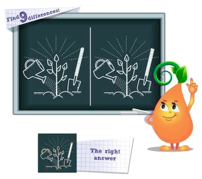 Game find 9 differences tree Stock Illustration