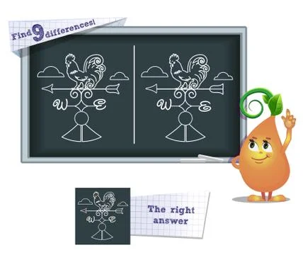 Game find 9 differences weathercock Stock Illustration