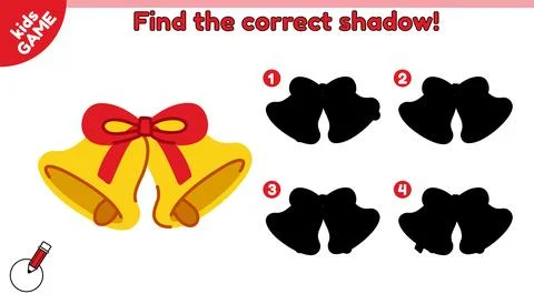 Game Find the correct shadow of Christmas bells Illustrazione stock