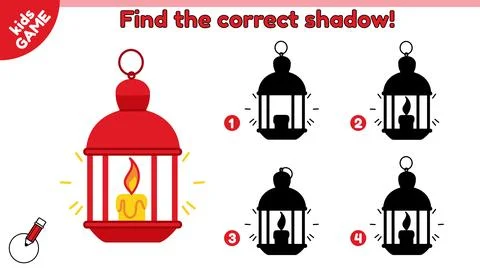 Game Find the correct shadow of Christmas lantern Stock Illustration