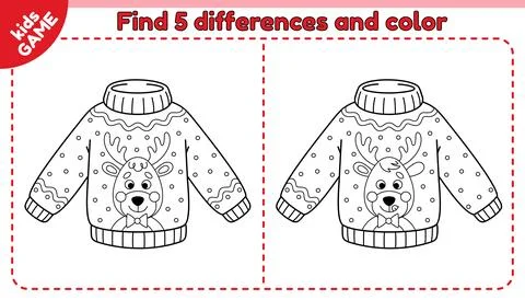 Game Find differences and color Christmas sweater Stock Illustration