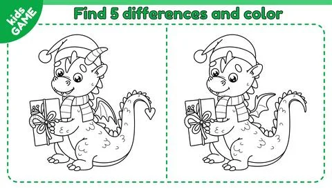 Game Find differences and color dragon of New Year Stock Illustration