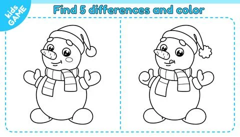 Game Find differences and color snowman in scarf Stock-Illustration