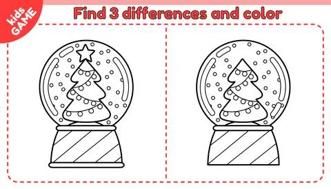 Game Find differences and color snow glass ball Stock Illustration