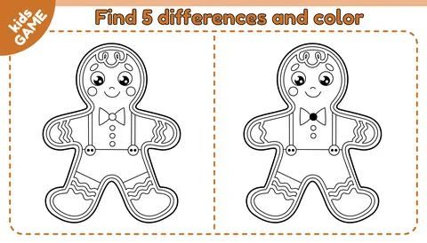 Game Find differences and color gingerbread man Stock Illustration