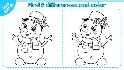 Game Find differences and color snowman in hat Stock Illustration