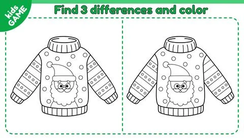 Game Find differences and color Christmas sweater Stock Illustration