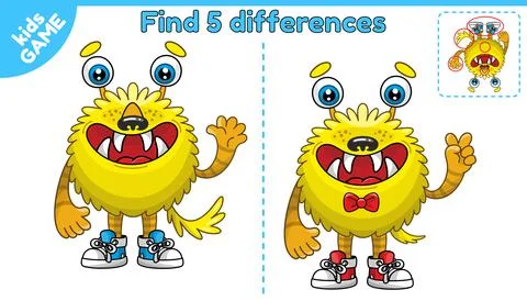 Game find differences cartoon monster-4 Stock Illustration