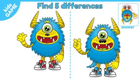 Game find differences cartoon monster-7 Stock Illustration
