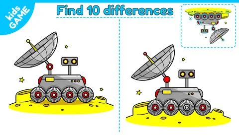 Game Find differences with moon rover in space Ilustração Stock