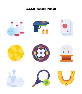 Game Flat Design Icons Pack Stock Illustration