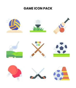 Game Flat Icons Pack Illustrazione stock