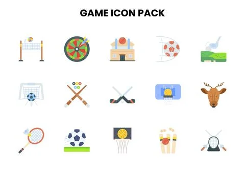 Game Flat Scalable Icons Pack Stock Illustration