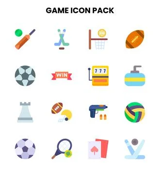 Game Flat Set Icons Pack Stock Illustration