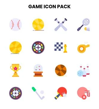 Game Flat UI Icons Pack Stock Illustration