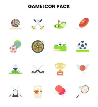 Game Flat UI Icons Pack Stock Illustration