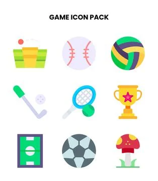 Game Flat Vector Icons Pack Stock Illustration