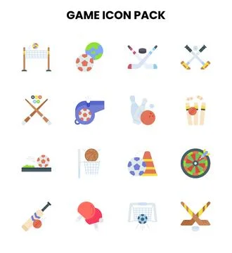 Game Flat Vector Icons Pack Stock Illustration