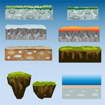 Game Floating Platform and Tile Stock Illustration