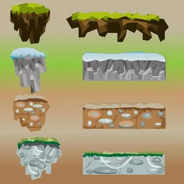 Game Floating Platform and Tile Stock Illustration