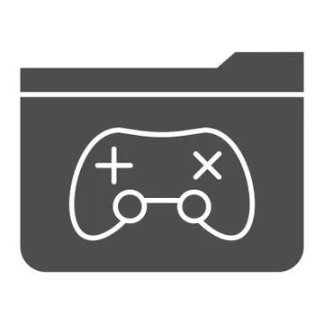 Game folder solid icon. Folder with game pad vector illustration isolated on Stock Illustration
