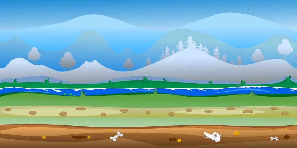 Game forest background Vector seamless. Stock Illustration