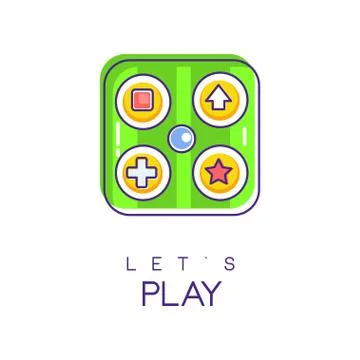 Game gadget in square shape with various buttons. Electronic device for computer Stock Illustration