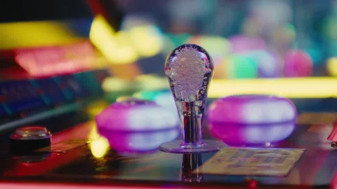 Game gamers concept controller joystick led light and buttons in arcade Stock Footage 281840401