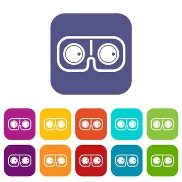 Game glasses icons set flat Stockillustratie